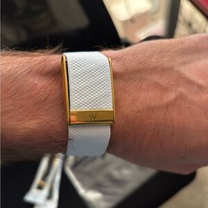 Whoop 5.0/MG White Superknit Luxe Band with Shiny Gold clasp - one/peak/life